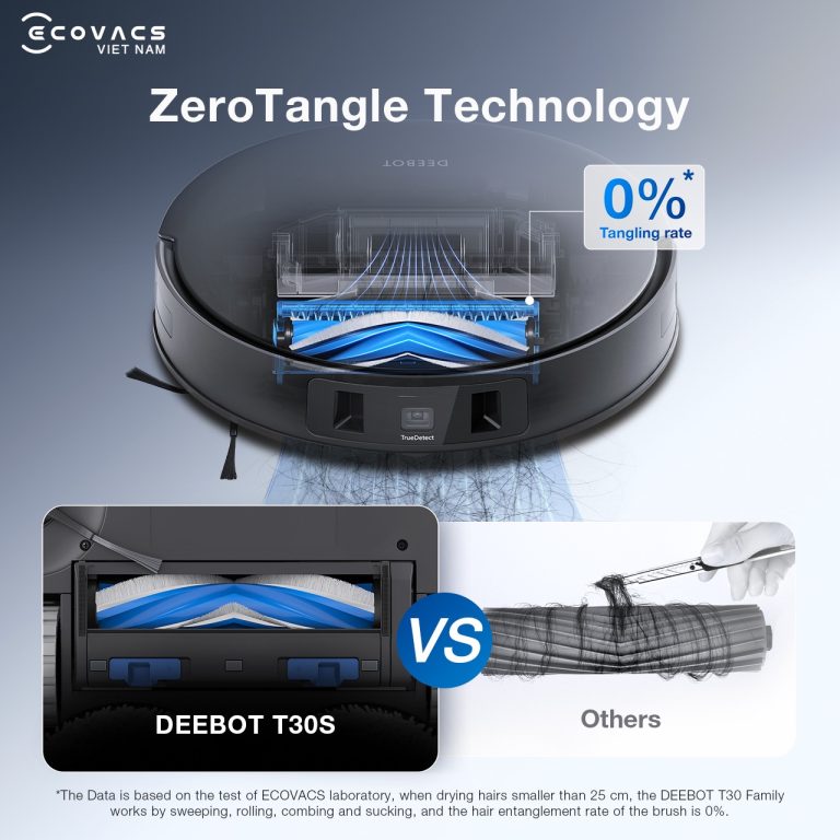 Công nghệ ZeroTangle chống rối tóc Ecovacs T30s Combo