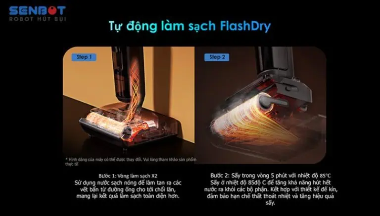 hệ thống giặt sấy khí nóng trên Tineco floor one S9 artis