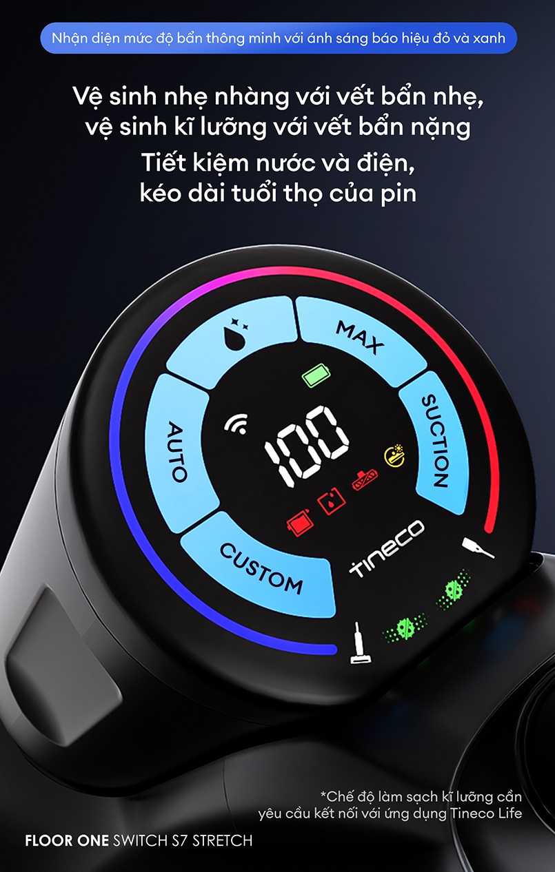 Cảm biến iLoop Tineco Switch S7 Stretch kết nối app điện thoại