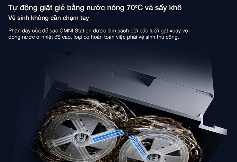 Ecovacs T50 Omni tự giặt giẻ bằng nước nóng 70 độ