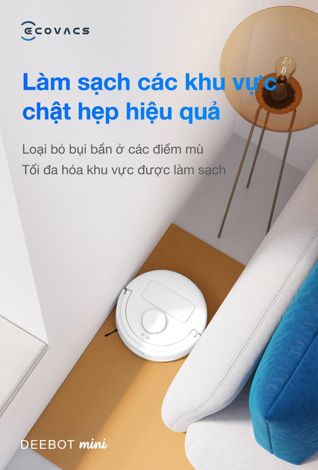 Deebot Mini lướt nhẹ qua khu vực hẹp nhà chung cư, công nghệ TrueMapping 2.0