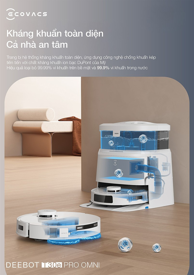 Trạm sạc Omni Mini Ecovacs T30e Pro Omni cao 40cm nhỏ gọn