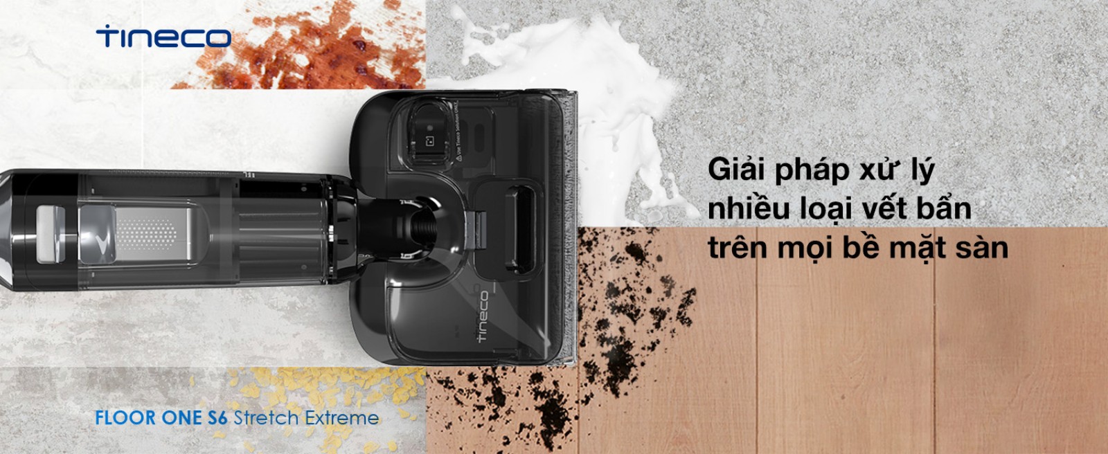 Tineco S6 Stretch Extreme nằm phẳng 180 độ vào gầm đồ nội thất