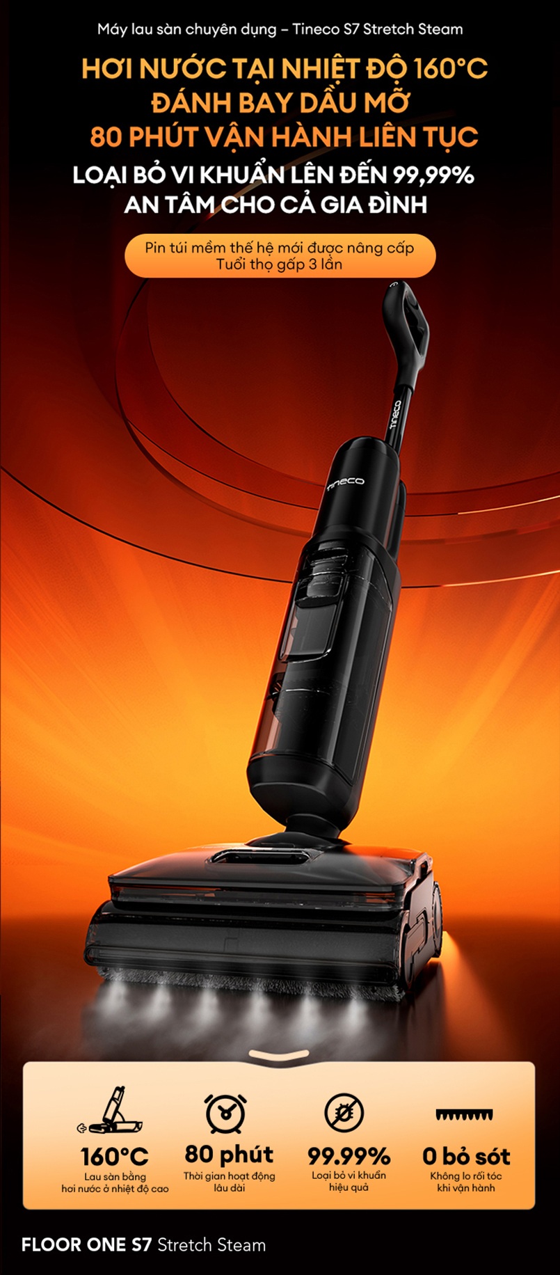 Máy hút bụi lau sàn Tineco S7 Stretch Steam chính hãng tại Senbot