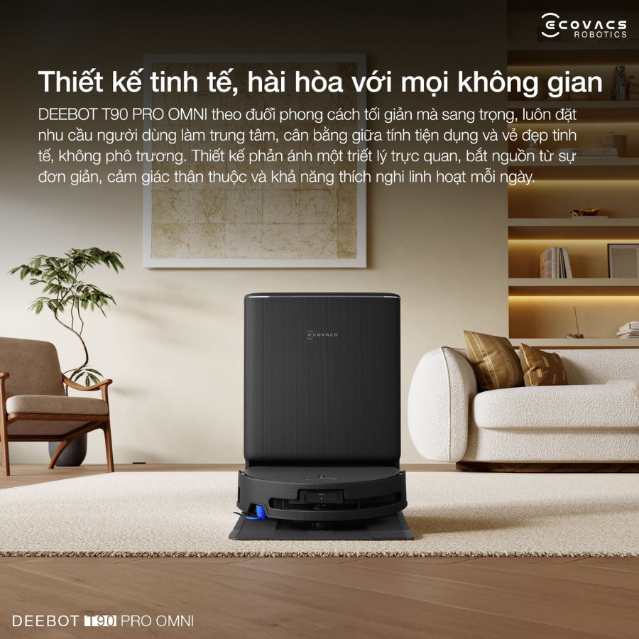 Trạm sạc OMNI Ecovacs T90 Pro Omni – tự động đổ rác và giặt giẻ