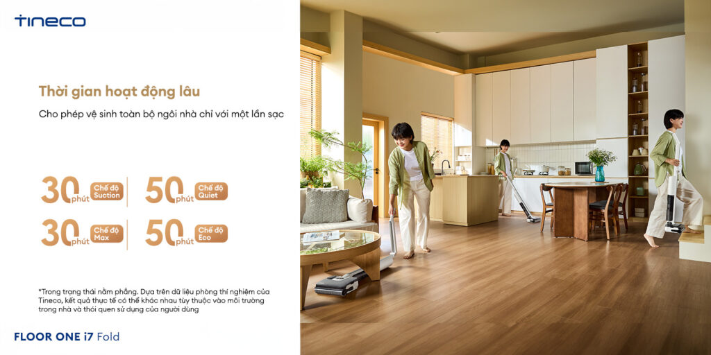 pin 50 phút bình nước 0.7L Tineco Floor One i7 Fold