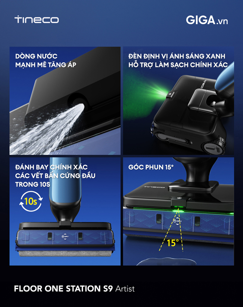 Tineco s9 station lau bằng nước nóng