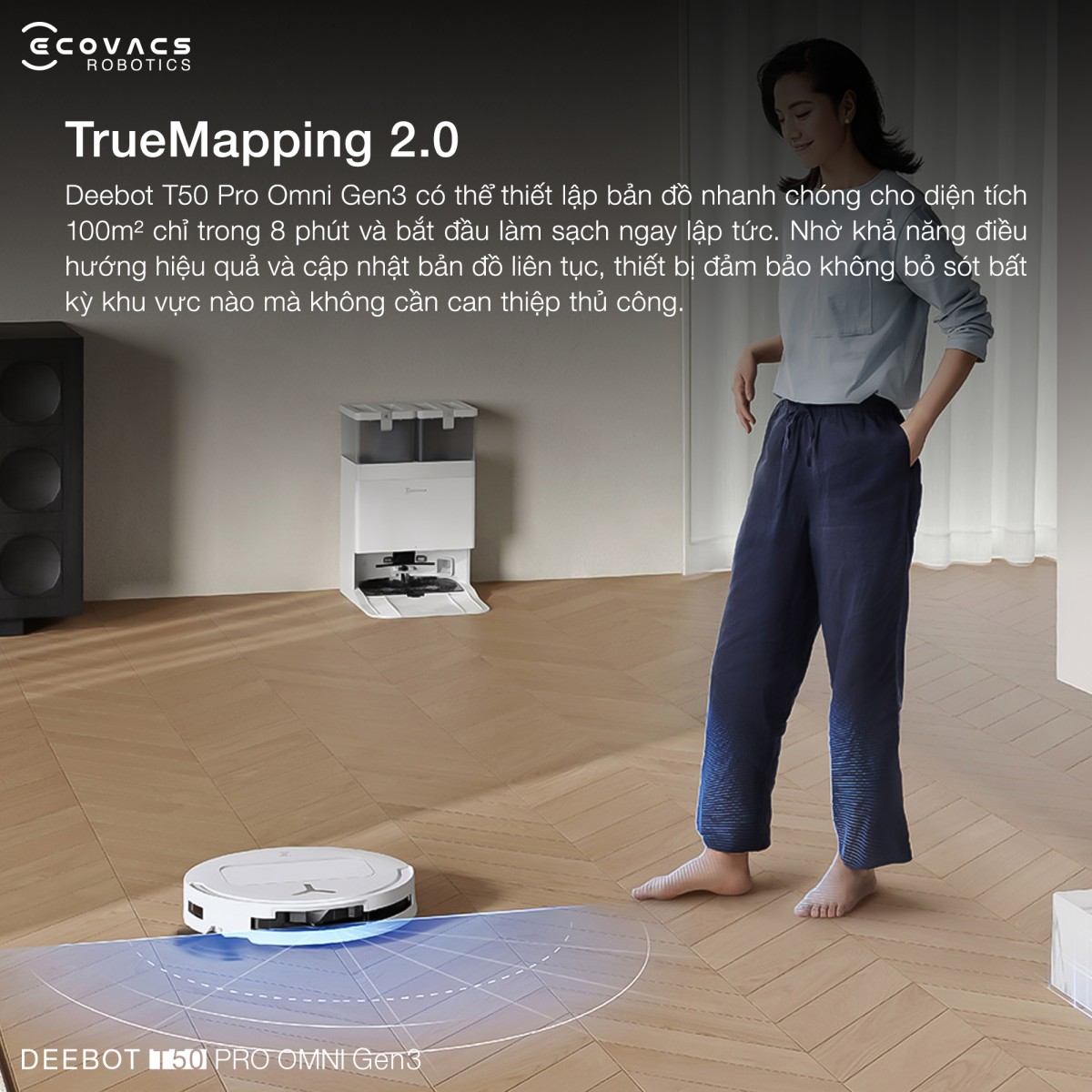 Bản đồ TrueMapping 2.0 Ecovacs T50 Pro Omni Gen3 trên app
