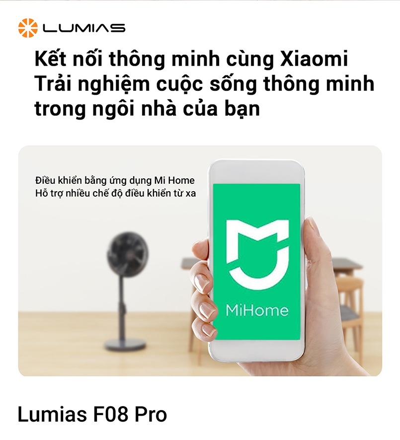 Điều khiển quạt Lumias F08 Pro qua app Mi Home và remote