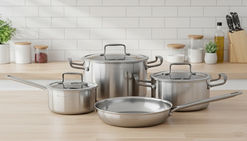 Bộ nồi chảo inox Lumias Zenith 4Set đầy đủ 4 món