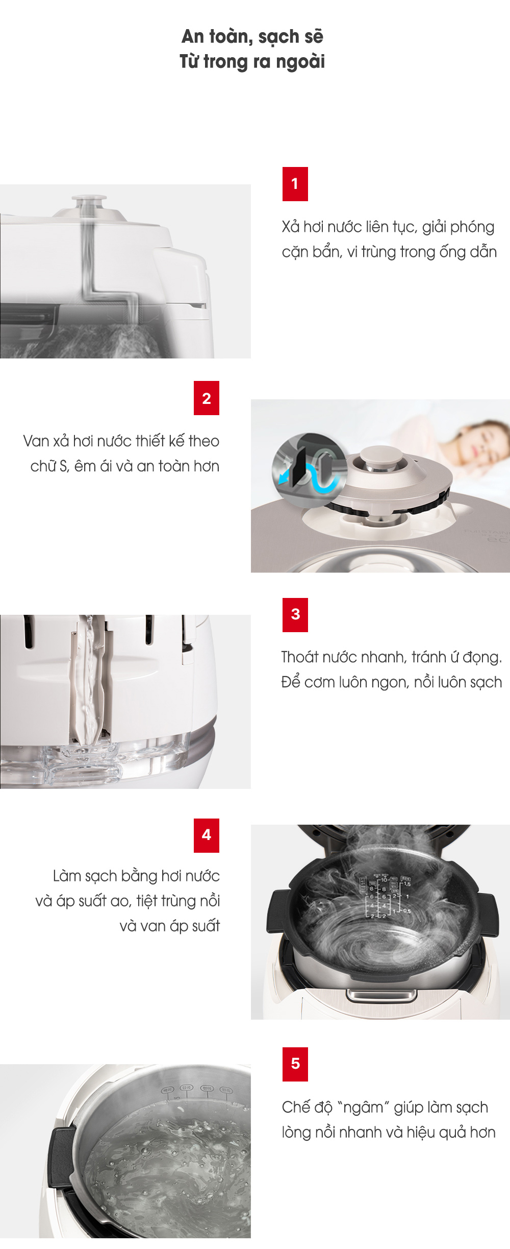 Auto Steam Cleaning tự làm sạch nồi Cuckoo CRP-CHAS109FW