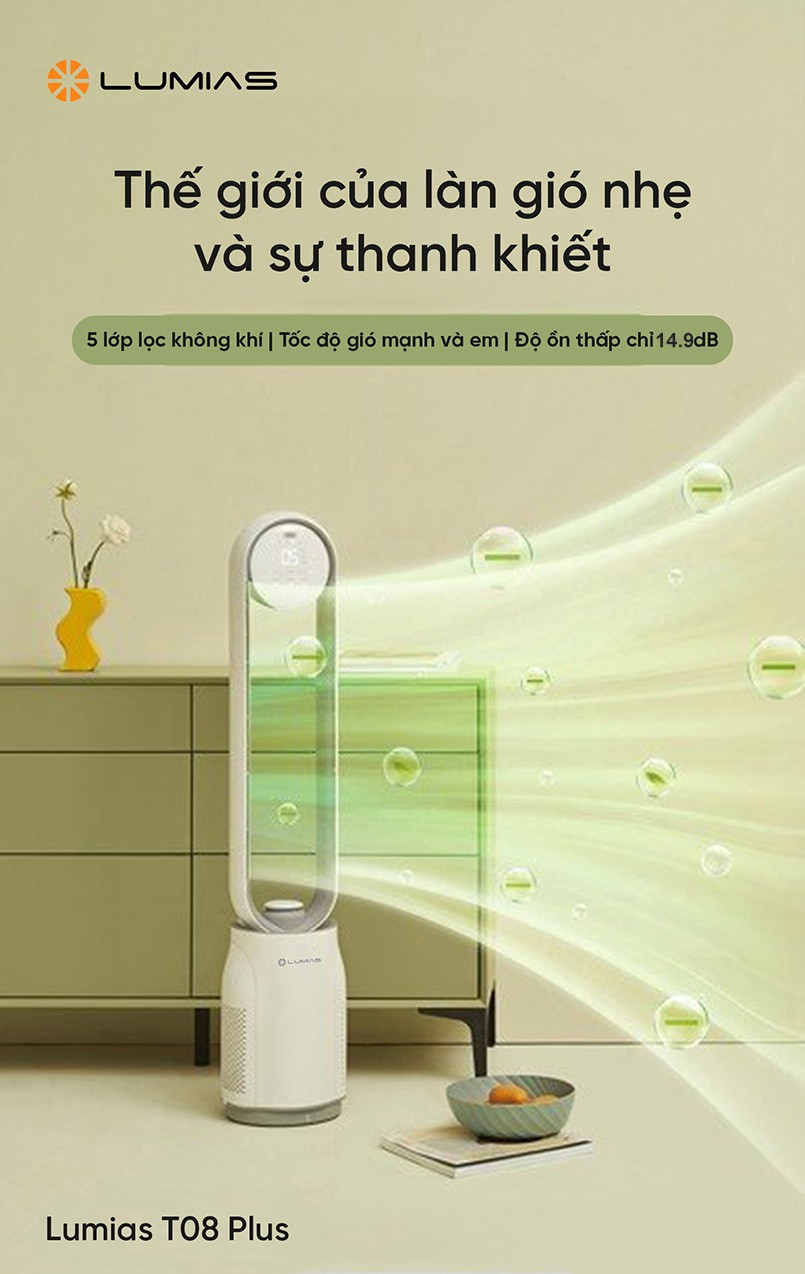 Quạt không cánh Lumias T08 Plus màu trắng