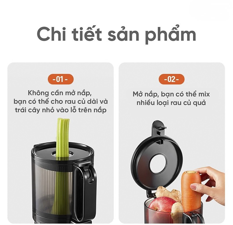 máy ép chậm Lumias SJ10B màu xám đen
