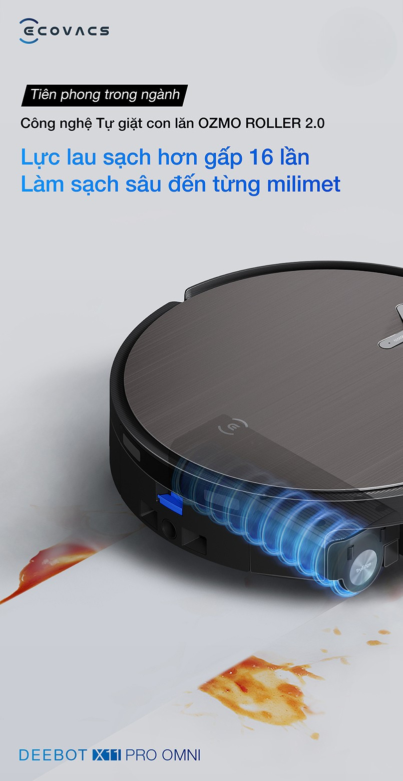 Ecovacs X11 Pro Omni Auto Water hút lông thú cưng trên thảm